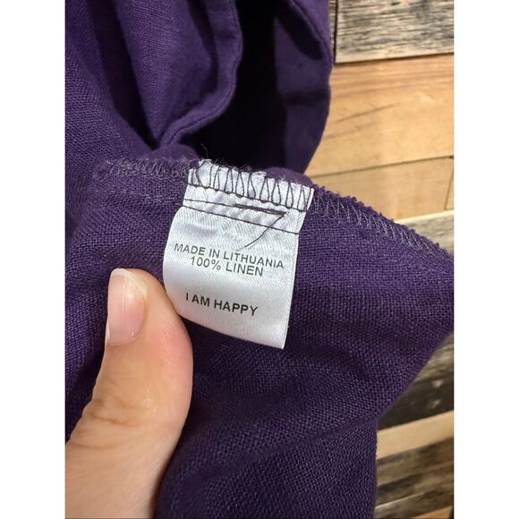 Flax NWOT purple linen top blouse tunic boho relaxed fit size Small - Picture 6 of 8